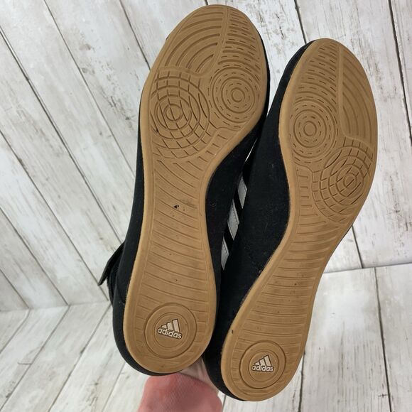 Adidas Shoes Mens 8 HVC 2 Wrestling Sneakers Black Leather Mid Top Logo … - Picture 9 of 11